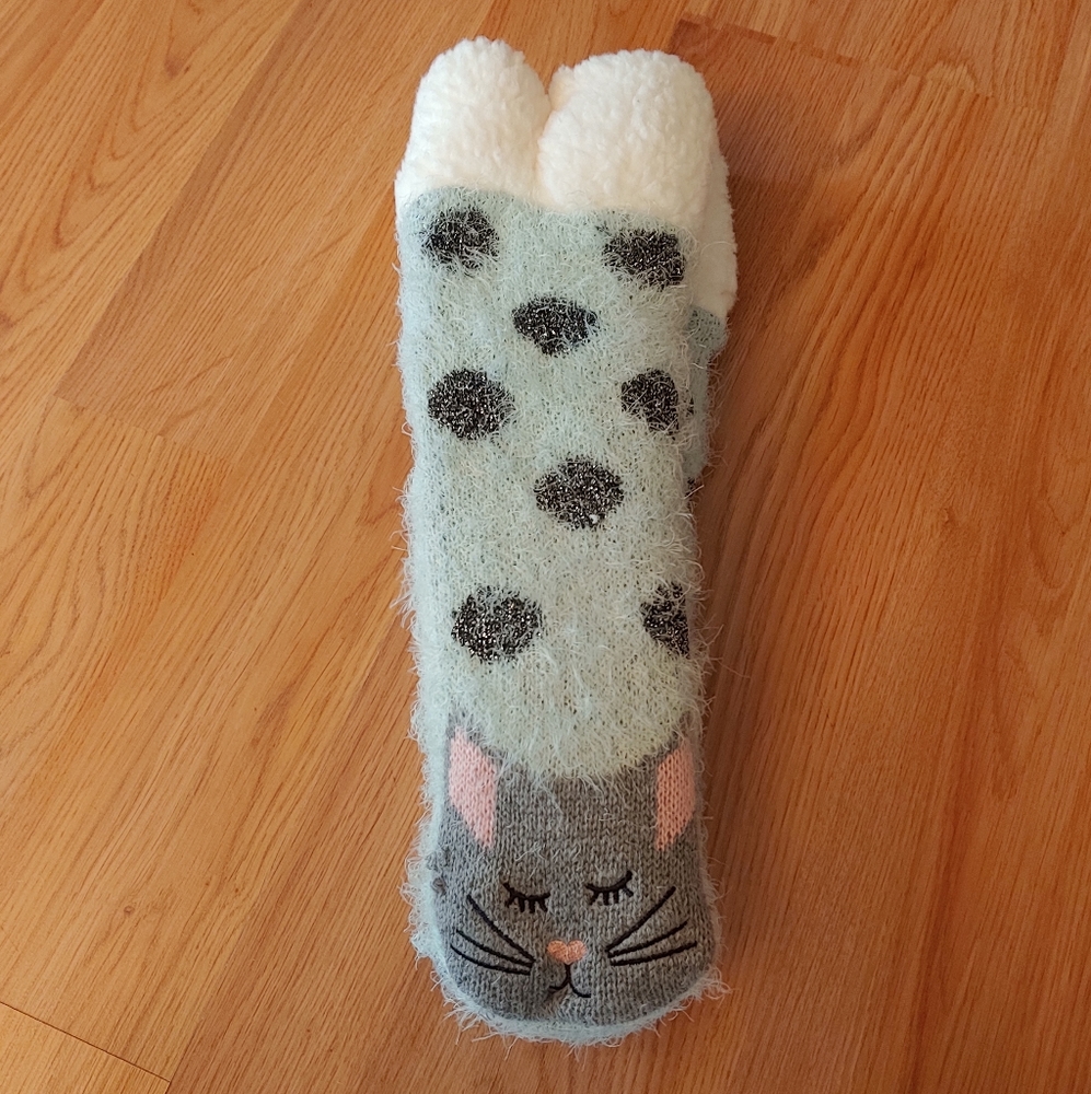 🎅🎁Cozy Lurex Kitty Slipper Socks L/XL